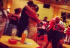 Tango dancing at a local milonga